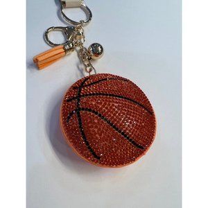 NWT Crystal Avenue‎ Rhinestone Basketball Puff Keychain/Bag Clip